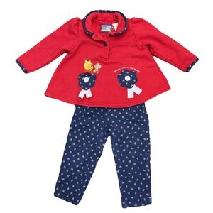Y2K DISNEY Pooh 100 Acre Collection Embroidered Sweater & Pants Outfit 18 Mos